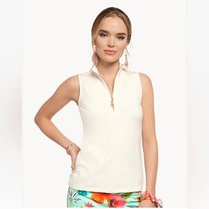 Spartina 449 Serena Sleeveless 1/2 zip Pique top